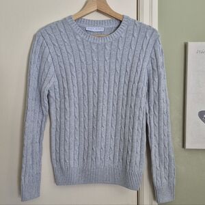 NWOT Luxury Light Grey Cotton Cable Sweater, S, U.K. Brand
